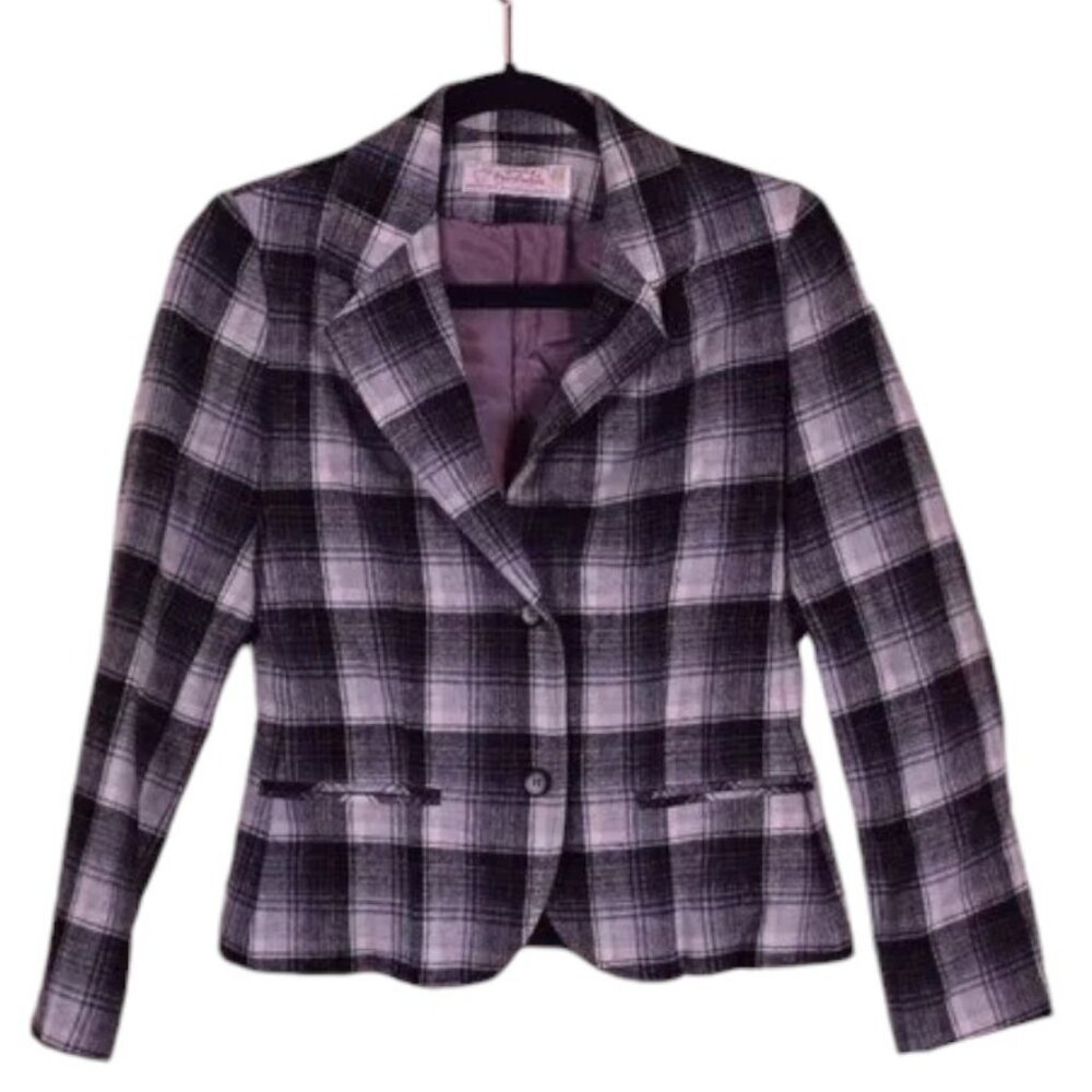 Vintage Pendleton 100% Wool Plaid Academia Blazer Career Preppy Office Size 5/6